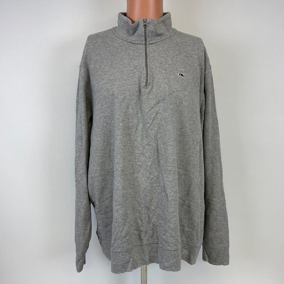 Vineyard Vines Classic Core Pullover Sweater Mens Size 2XL Grey Quarter Zip - Picture 2 of 4